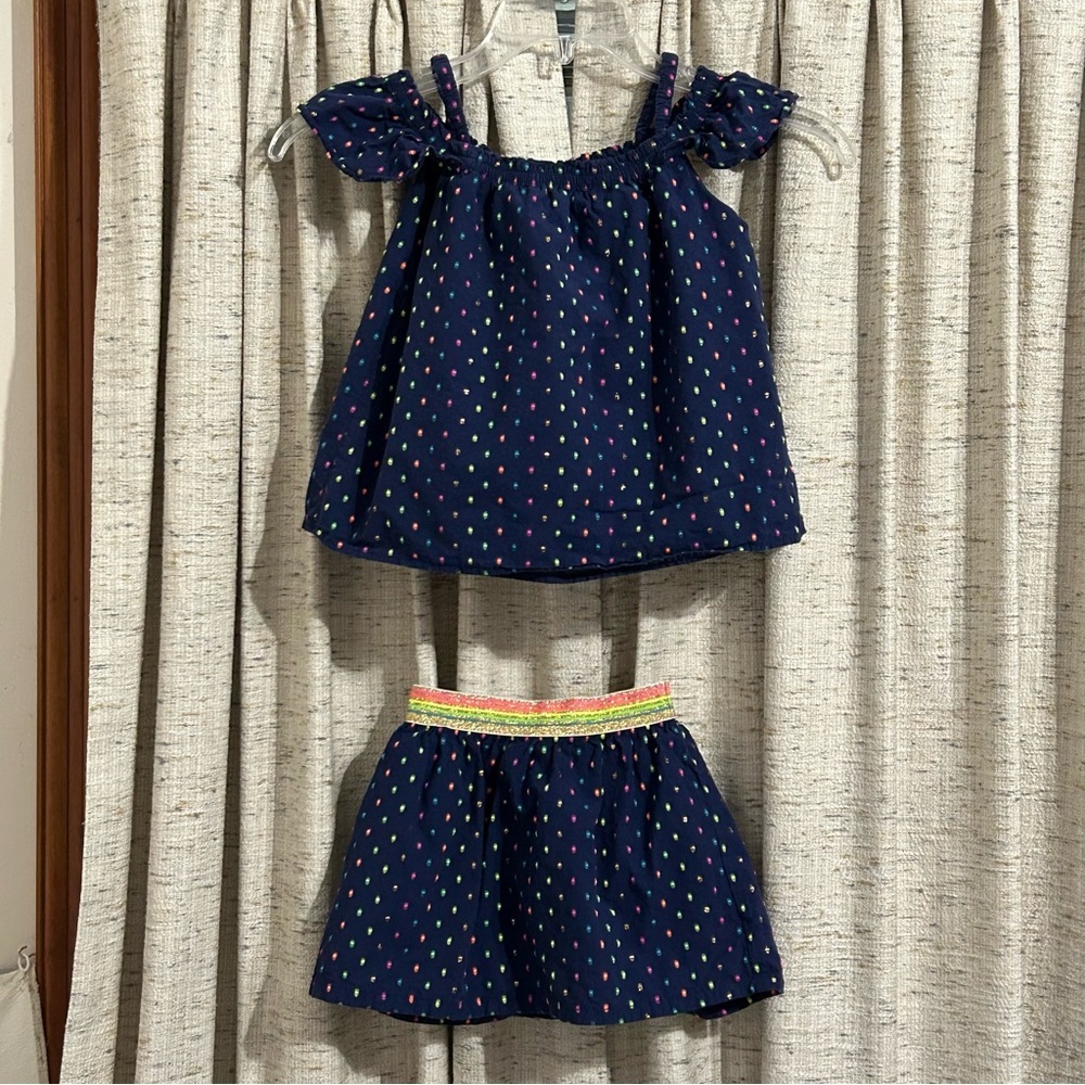Cat & Jack Navy Multi-Color Dot Ruffle 2 Piece Set